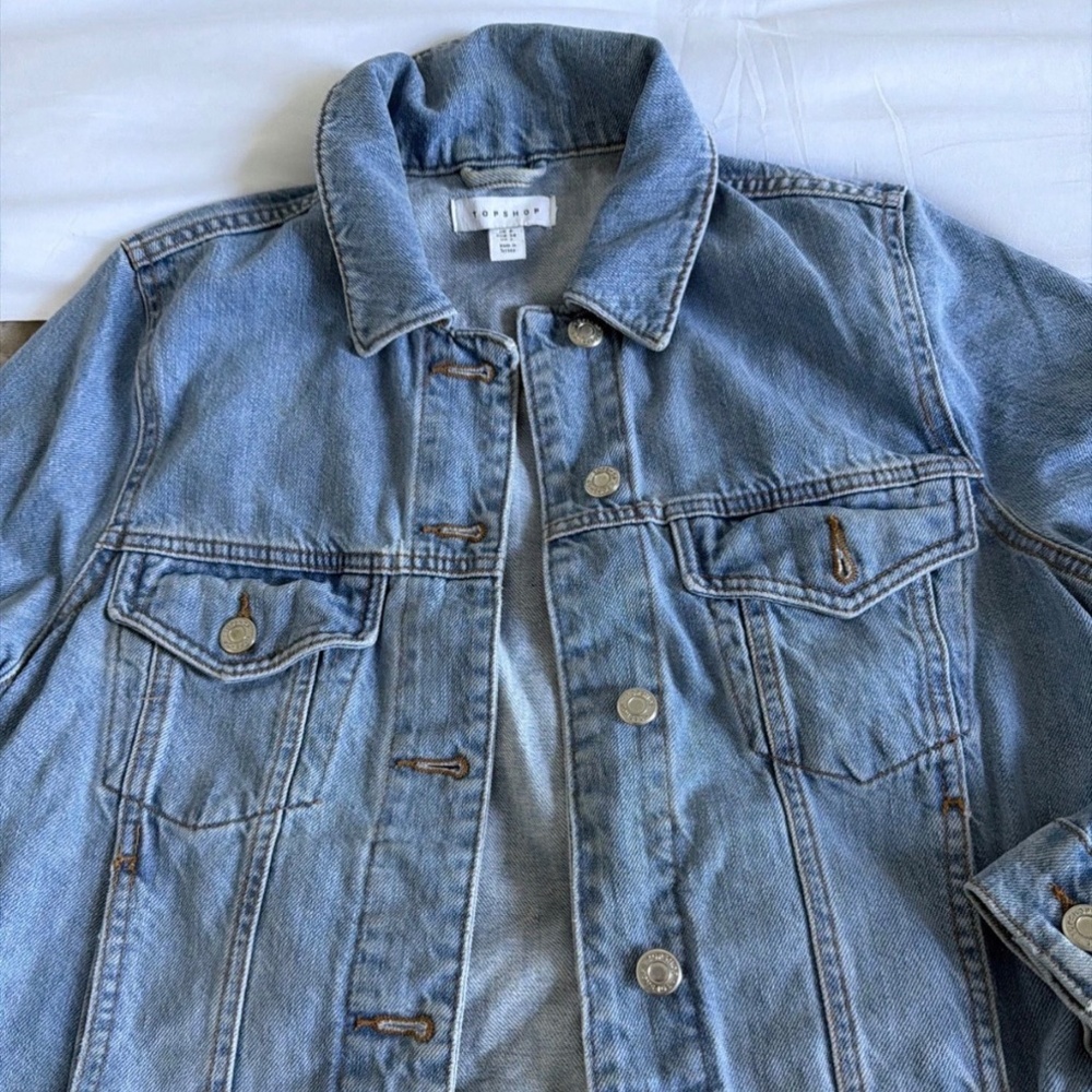 Top shop Moto Trucker Jean Jacket Sz 2